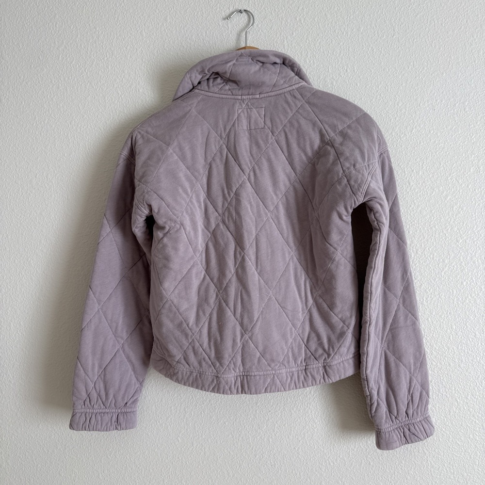 Abercrombie & Fitch Sweatshirt XXS Quilted Dusty Purple 1/4 Zip Pullover Crop - Picture 6 of 9